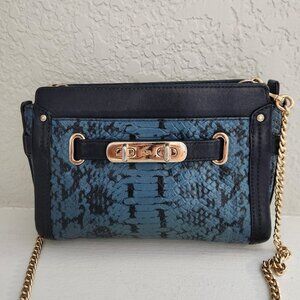 Euc Coach Swagger Blue Exotic Snake Crossbody Bag